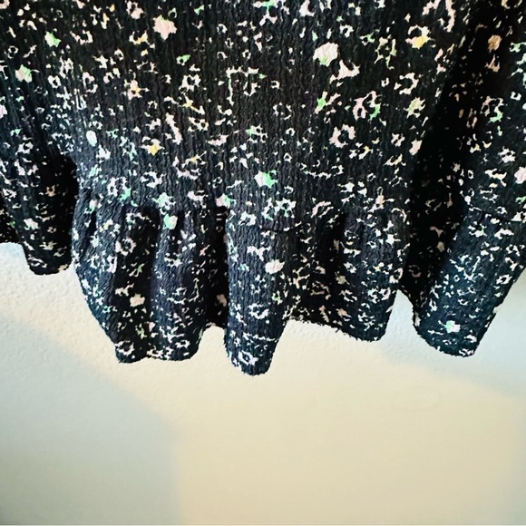 Zara Regencycore Floral Print Puffy Sleeve Black Dress Size Large - Picture 9 of 11